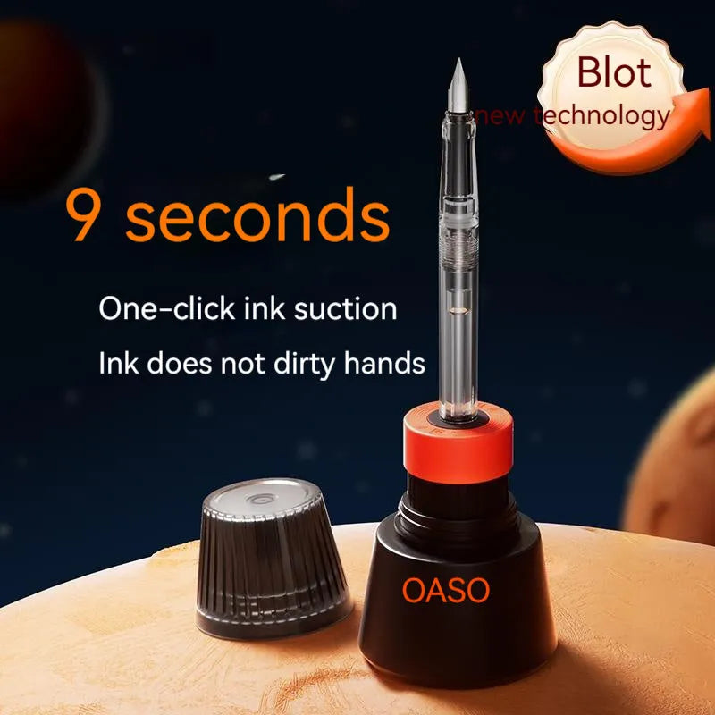 Automatic suction pen set with plastic shell, ink feeder, and choice of 0.38mm or 0.5mm nib sizes