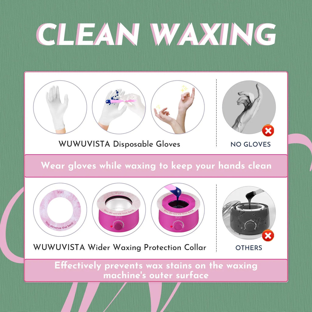 WUWUVISTA 56-piece professional hard wax hair removal kit with wax warmer, beads, applicators and aftercare products