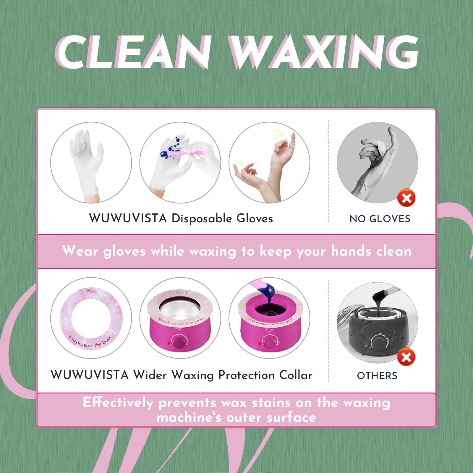 WUWUVISTA 56-piece professional hard wax hair removal kit with wax warmer, beads, applicators and aftercare products