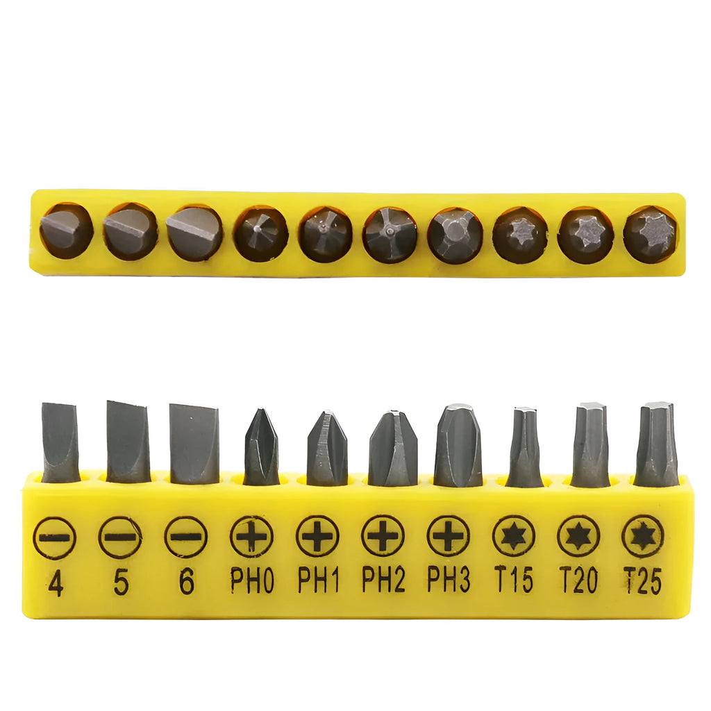 L-type double-headed socket wrench with ten steel screwdriver bits for mechanical repair