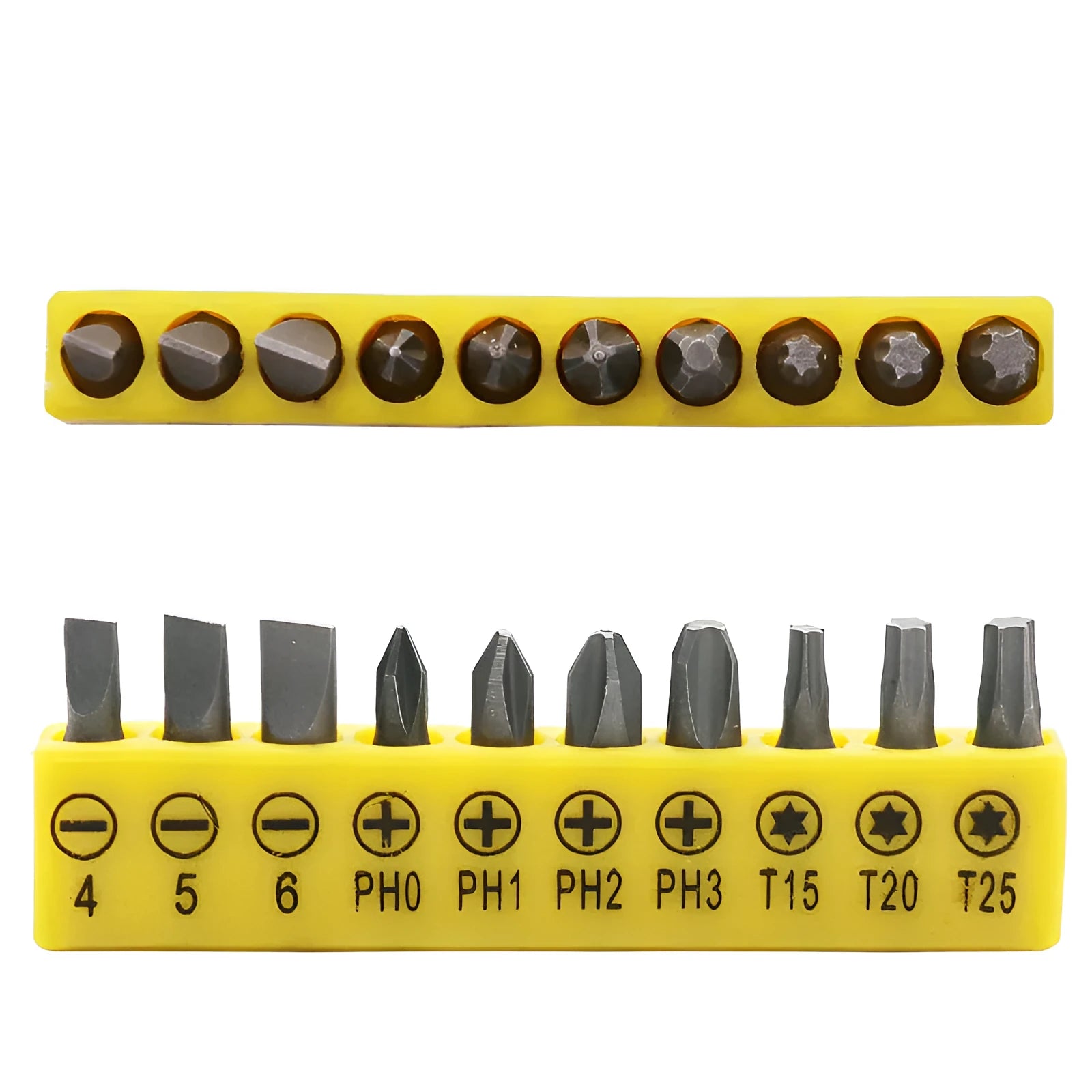L-type double-headed socket wrench with ten steel screwdriver bits for mechanical repair