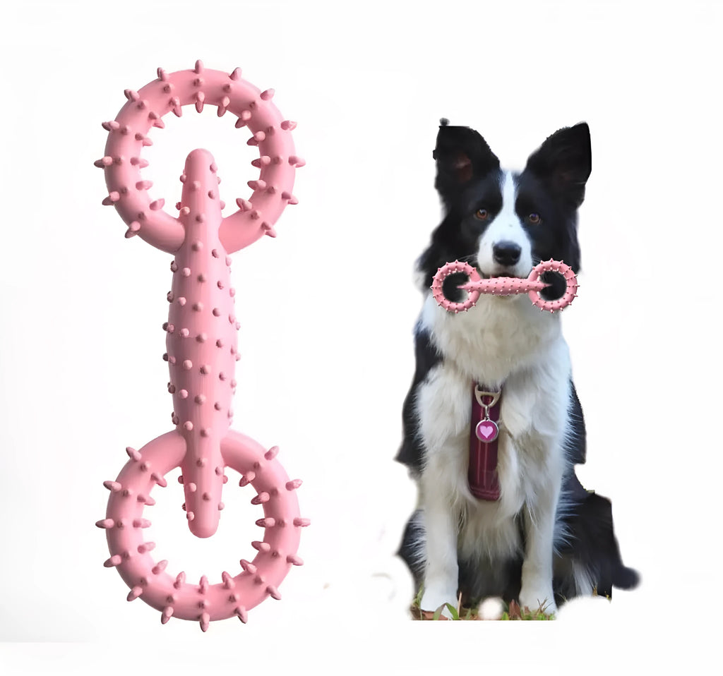 Blue TPR dog chew toy ring with textured surface for teething puppies