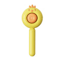 Purple, white, or yellow self-cleaning pet grooming brush with stainless steel bristles.
