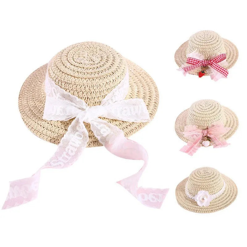 Handmade adjustable bowknot pet hat for dogs and cats in cartoon style with three size options