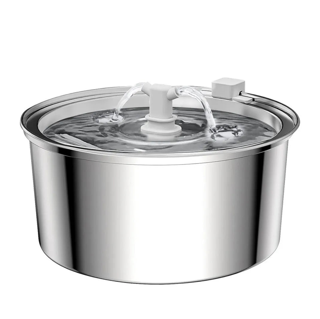 All stainless steel pet water dispenser round runway type large capacity for cats and dogs