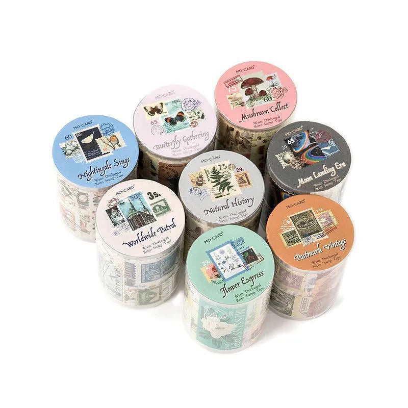 Roll of coated paper journal decoration stickers showing butterfly, forest, bird, and mushroom designs