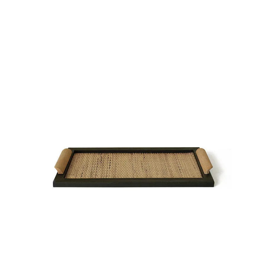 Pine wooden dining tray with compartments shown in large and small size options.