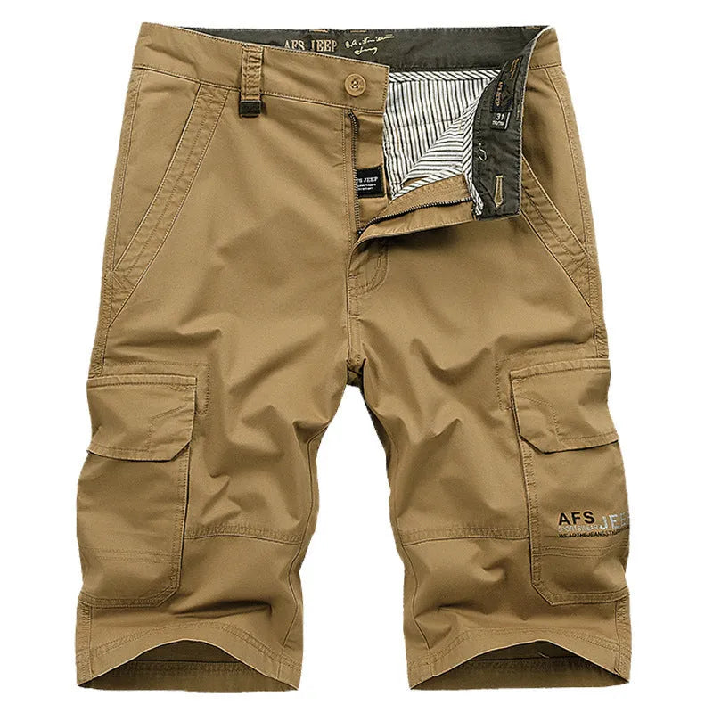 Men's loose fit 100% cotton overalls shorts in Army Green straight leg style
