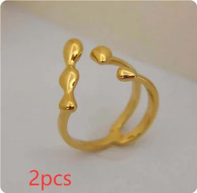 Gold or silver plated brass opening ring with circular sphere design for women