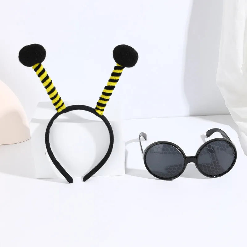 Yellow red bees costume set with headband and glasses for children's dress-up
