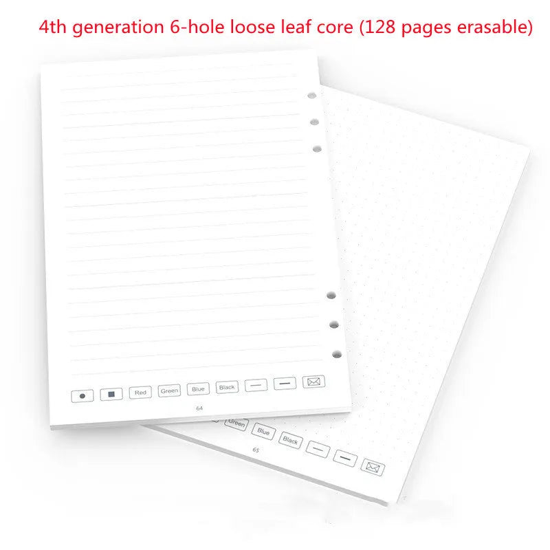 Loose spiral notebook refill pack showing paper core and assorted metal pen refills