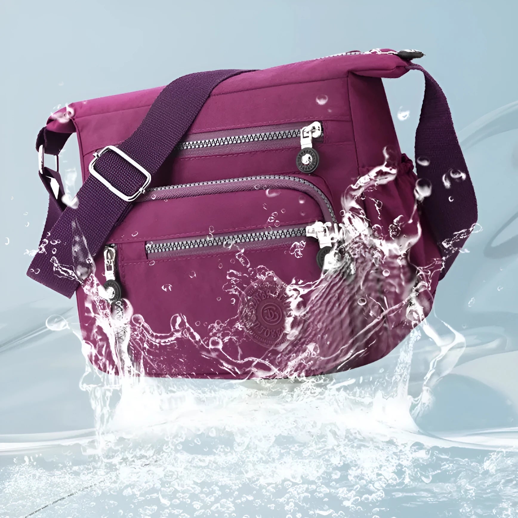 Nylon messenger shoulder bag in square vertical design with single strap and lining