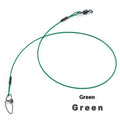 Steel wire fishing double buckle pin accessories in green, black, and red colours