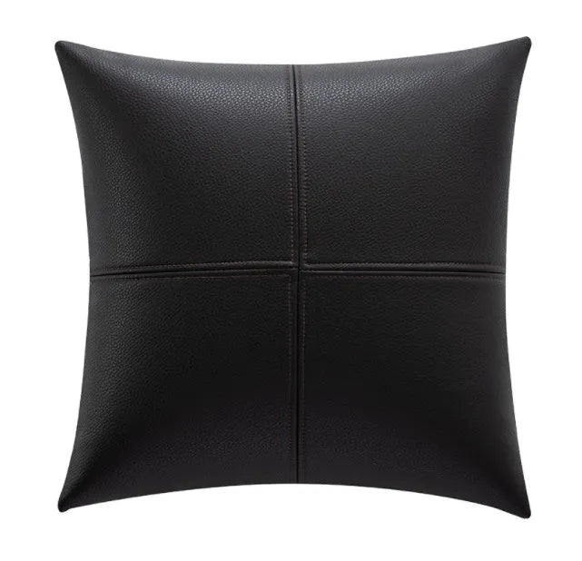 Solid colour cowhide leather pillow cover in Nordic style with PP cotton filler