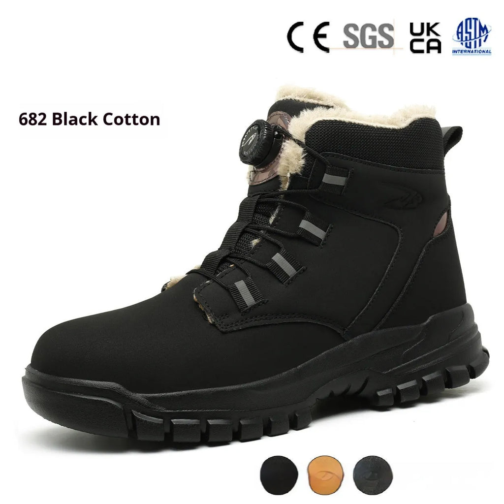 Lightweight labour protection shoes with leather upper and rubber sole in black, yellow, or grey, sizes 36-48