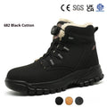 Lightweight labour protection shoes with leather upper and rubber sole in black, yellow, or grey, sizes 36-48