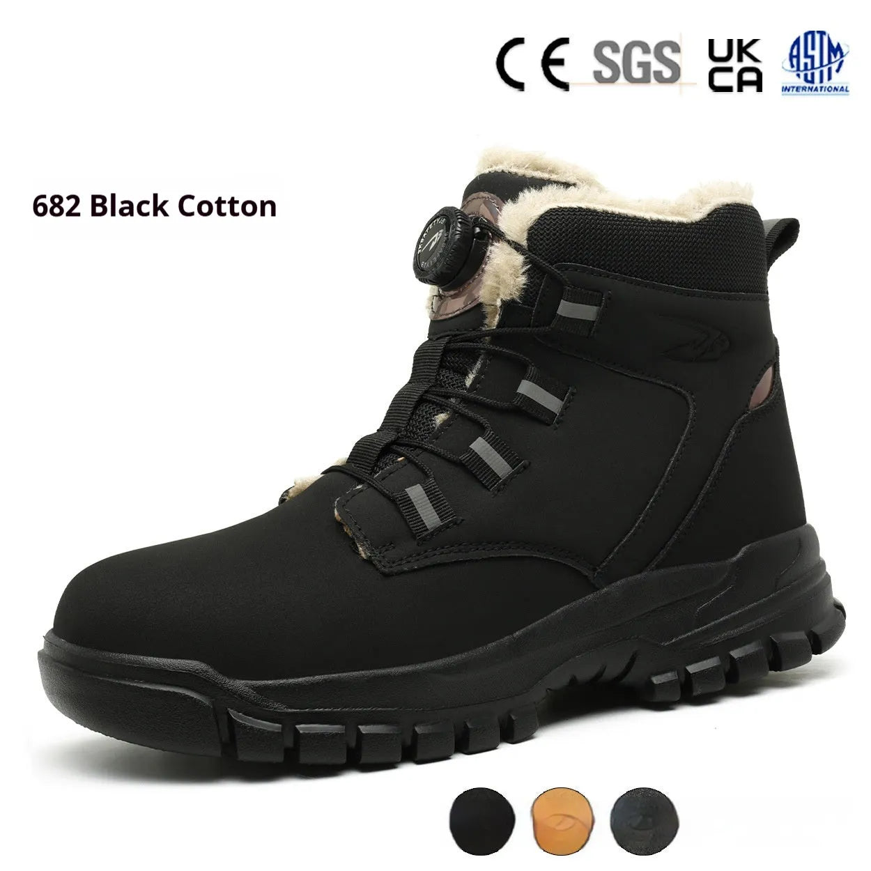 Lightweight labour protection shoes with leather upper and rubber sole in black, yellow, or grey, sizes 36-48