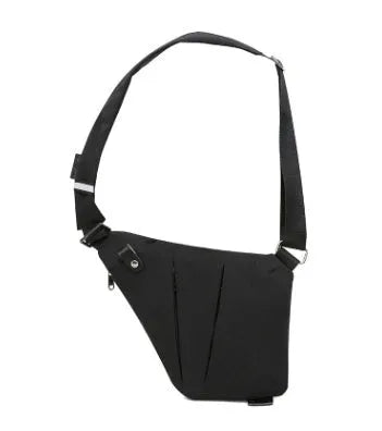 Anti-theft crossbody bag for men in black Oxford cloth with zipper closure