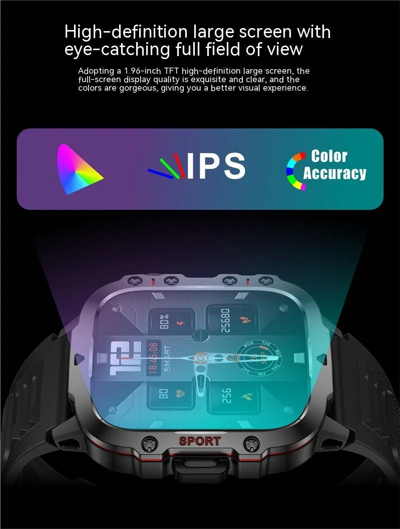 QX11 Smart Bluetooth Watch in black with heart rate monitoring on TFT screen and interchangeable straps