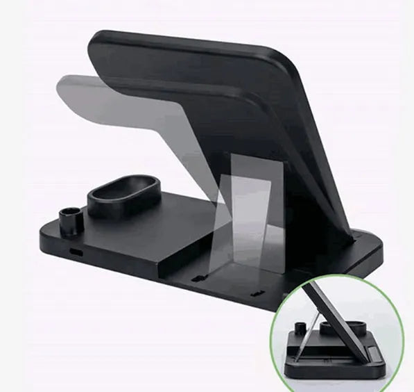 4-in-1 wireless charging station with adjustable magnetic phone stand, charging Apple Watch, AirPods and Apple Pencil simultaneously