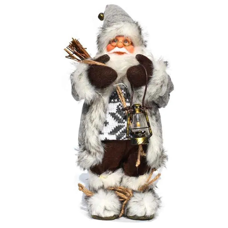 30cm Christmas doll ornament with red sequins old man design, plastic and cloth construction, boxed packaging