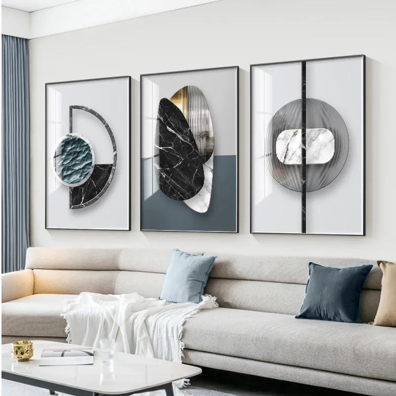 Abstract geometric pattern printed on a canvas wall painting poster