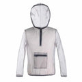 Grey breathable mesh insect bite jacket for outdoor camping and hiking, front view