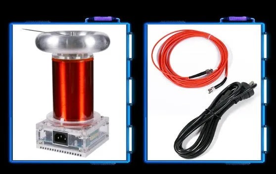 Tesla coil SSTC driver board with controller and cables, showing dimensions 100x115x205mm