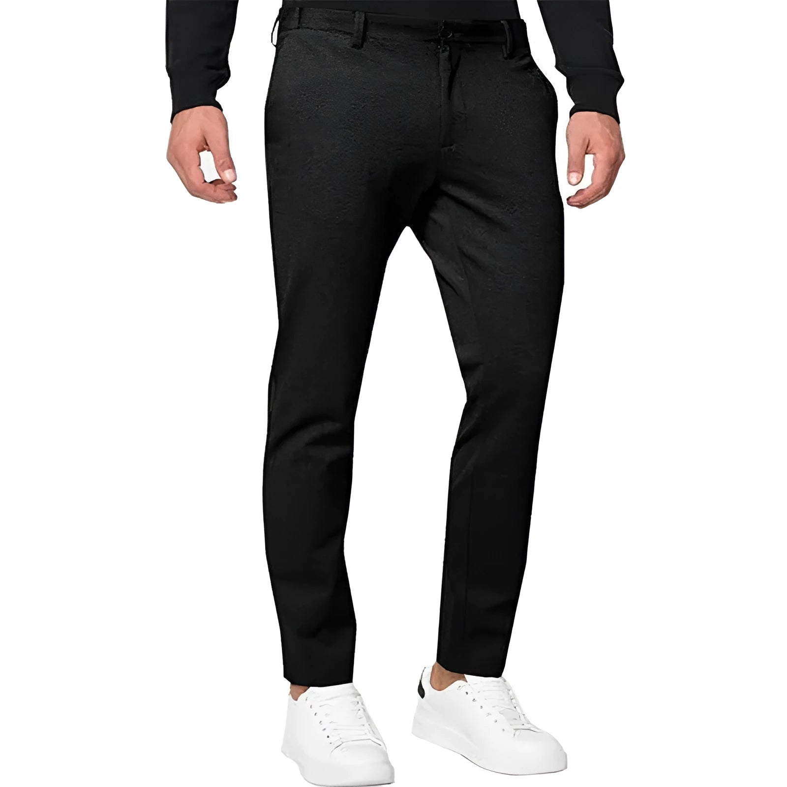 Men's slim-fit tapered chino pants in Army Green colour, showing pleated front and zipper fly detail.