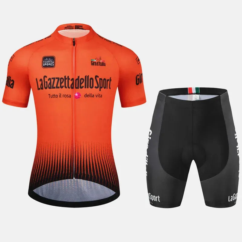 Patterned quick-drying polyester cycling short sleeve suit for men and women in summer colors
