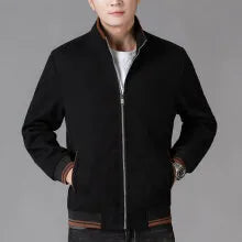 Men's grey sports-style fleece jacket with long sleeves and side pockets on a hanger.
