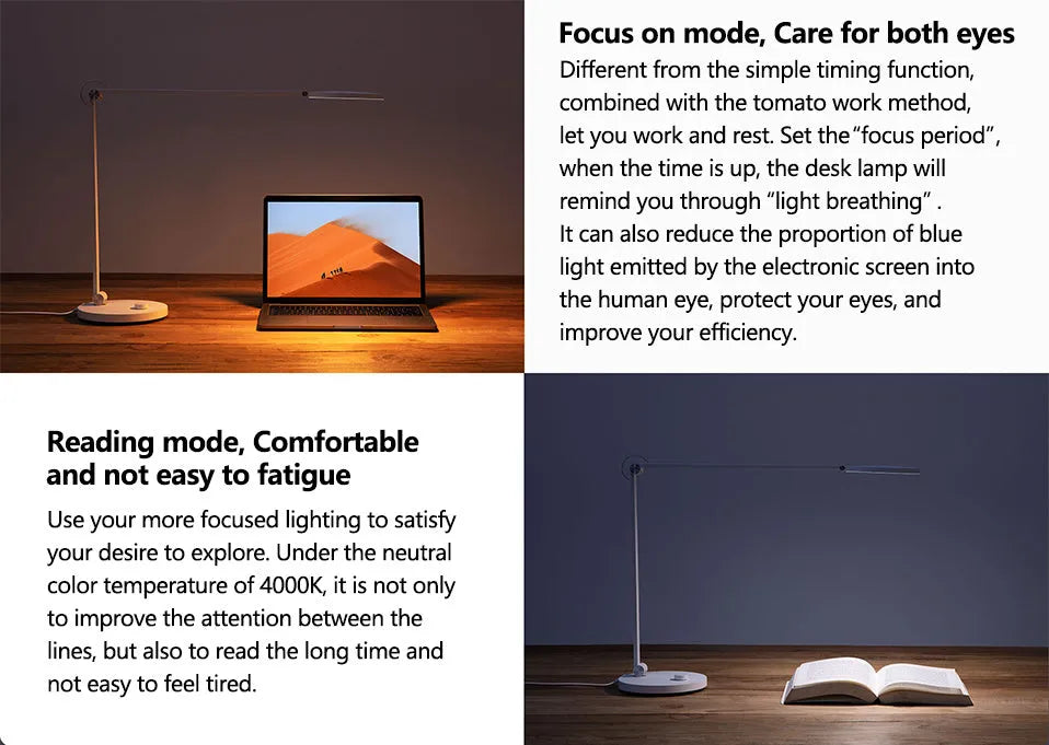 ProLED folding desk lamp with adjustable arm and modern design on a wooden desk