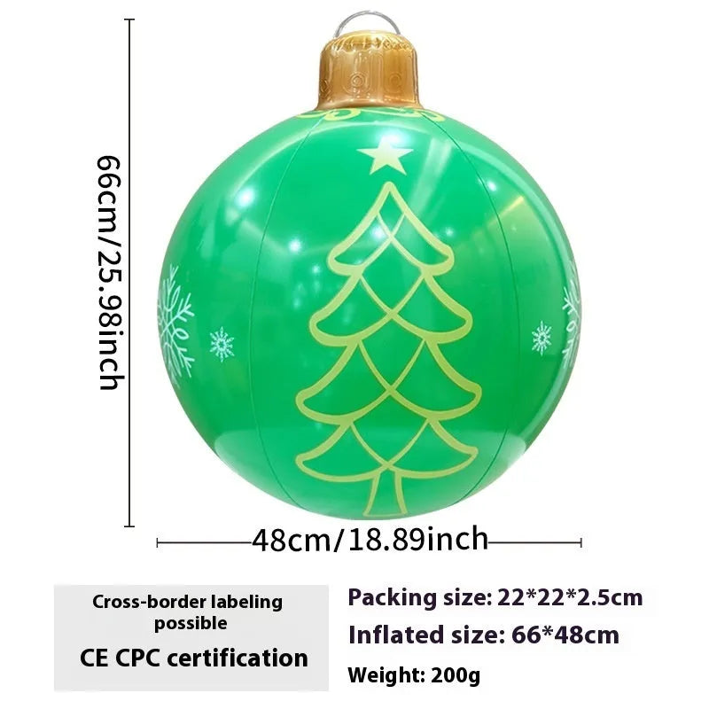 Inflatable PVC Christmas ball decoration for outdoor garden use with hand pump