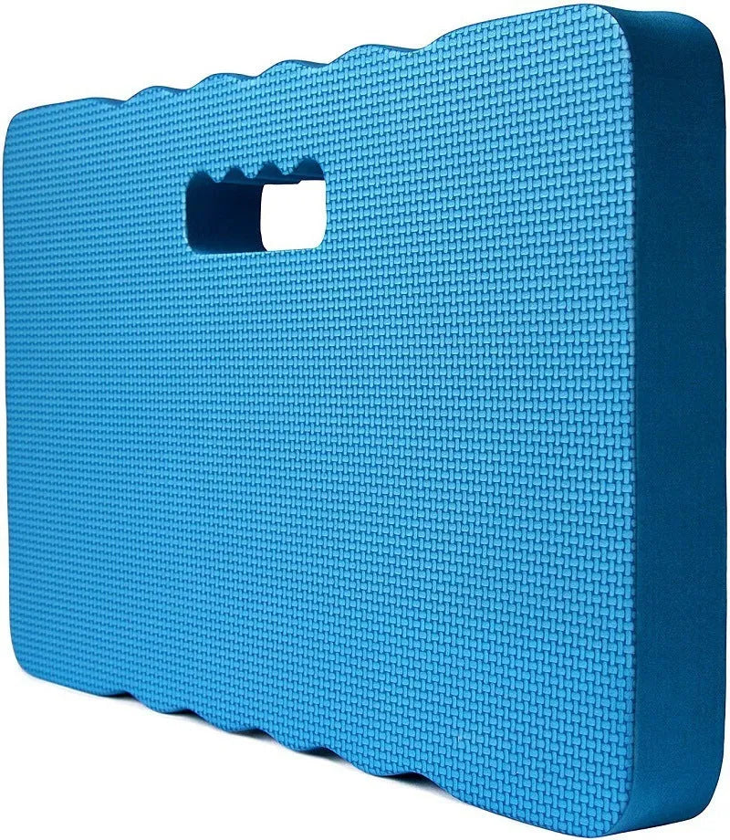 A blue plastic garden kneeler and hassock seat mat for outdoor use.
