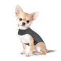 Heather grey dog anxiety jacket and warm vest made from brocade cotton ponte de roma fabric.