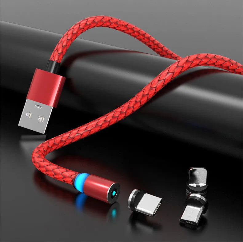 Magnetic mobile phone charging cable with breathing light indicator in multiple colour options