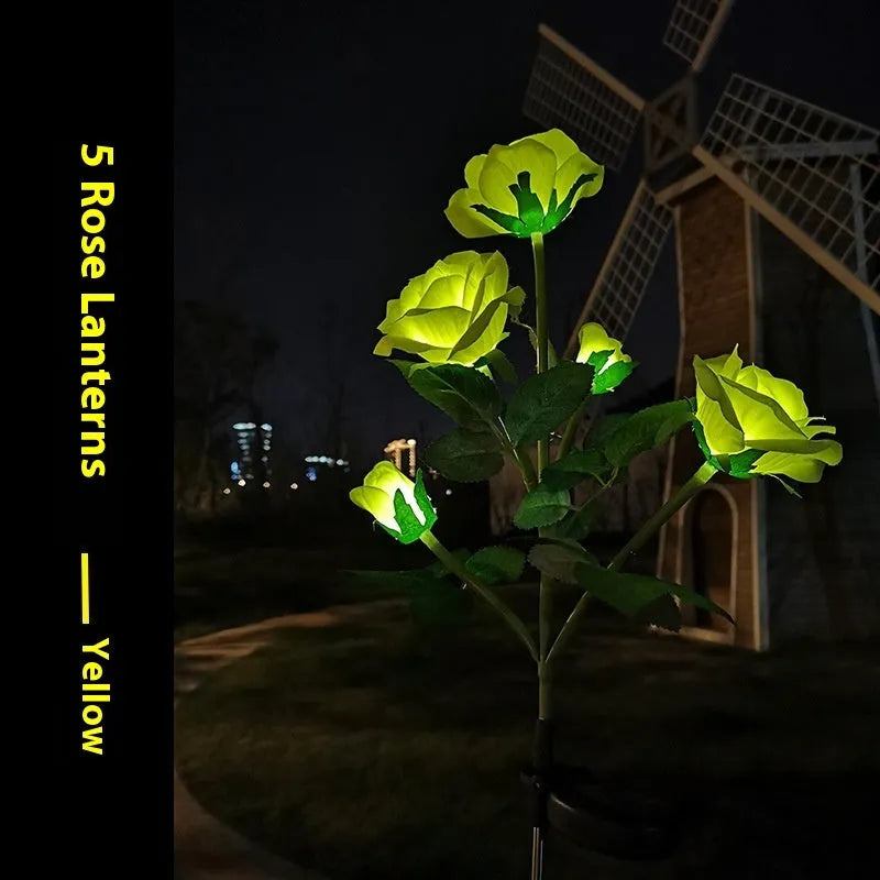 Colour LED solar lawn lamp flower shape IP65 outdoor garden light with solar panel