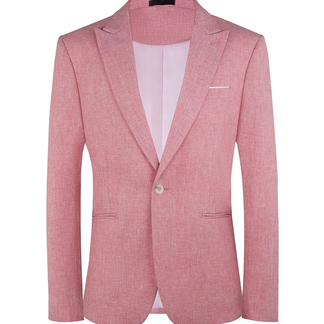 Lightweight men's casual western style blazer jacket in pink or light blue for spring and summer.
