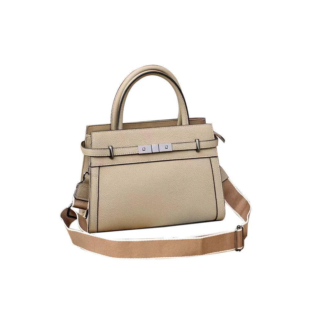 Small square genuine leather shoulder bag in horizontal design with organised interior compartments