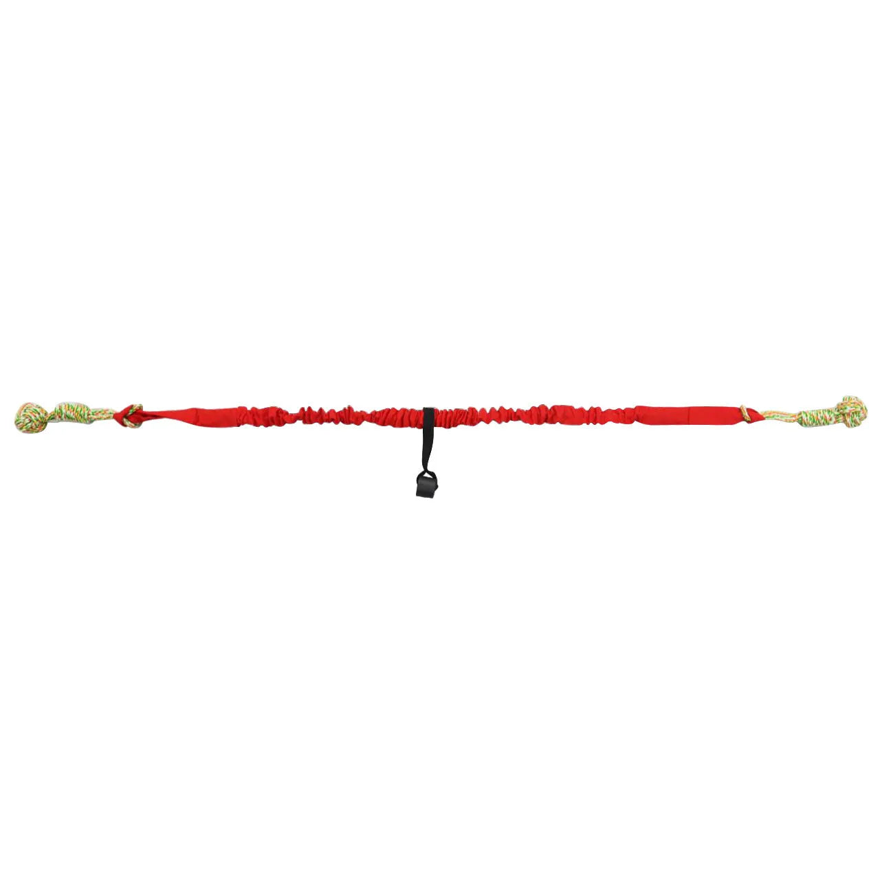 Braided cotton rope dog toy for tug of war and chewing, shown in red colour