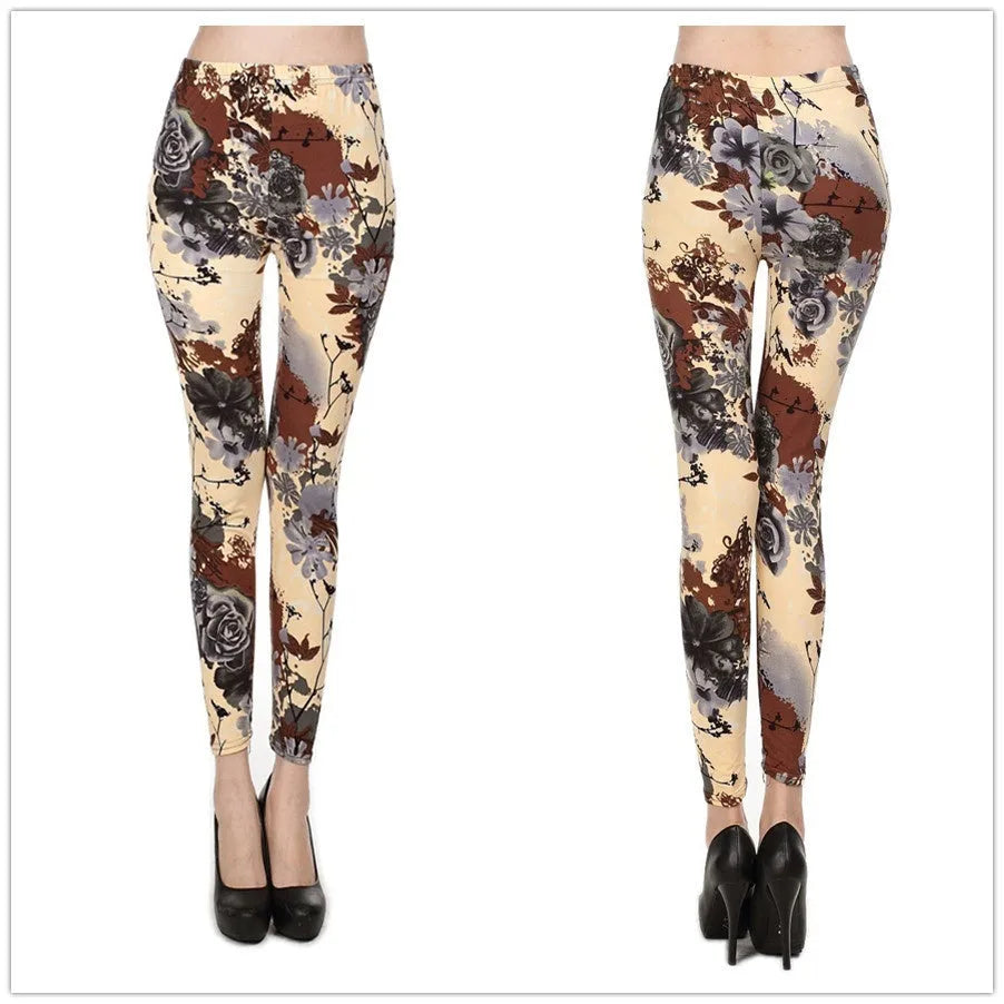 Lady stretch skinny pencil leggings cropped 92cm polyester fibre free size red rose