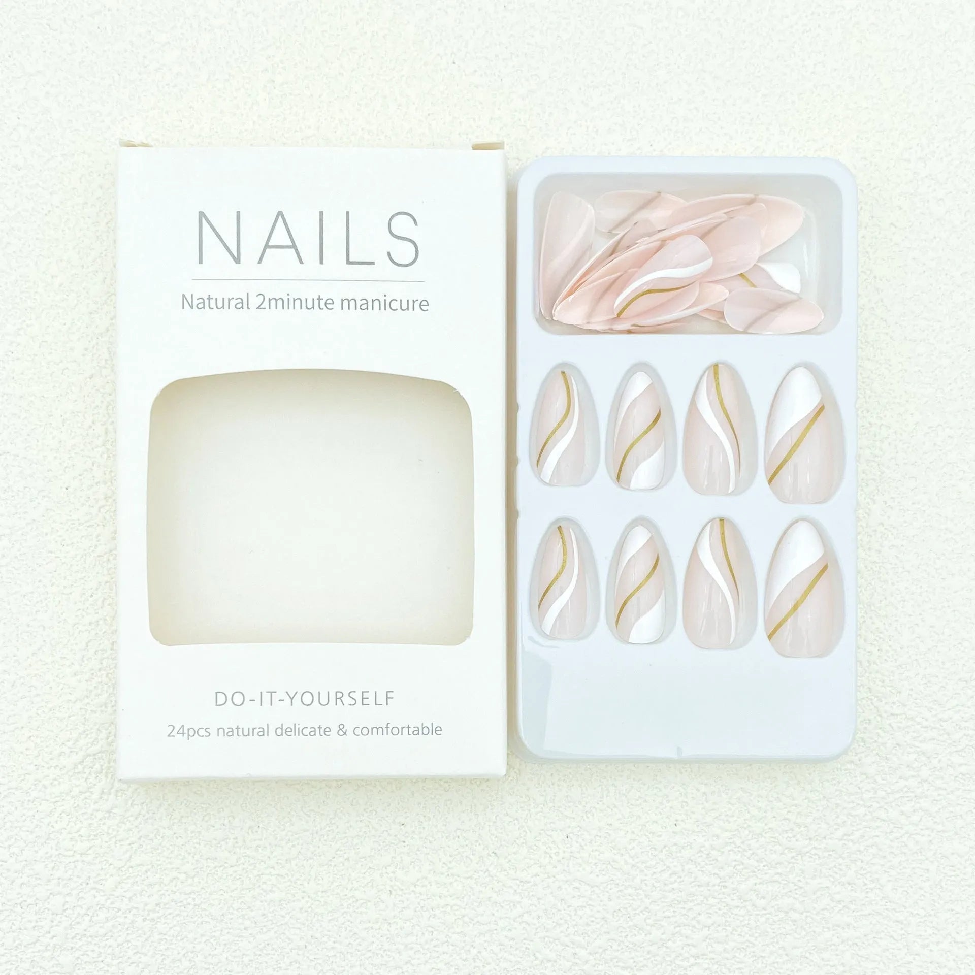 Golden Lines plaid pattern wearable nail stickers in JF0518 jelly glue colour with medium drop shape