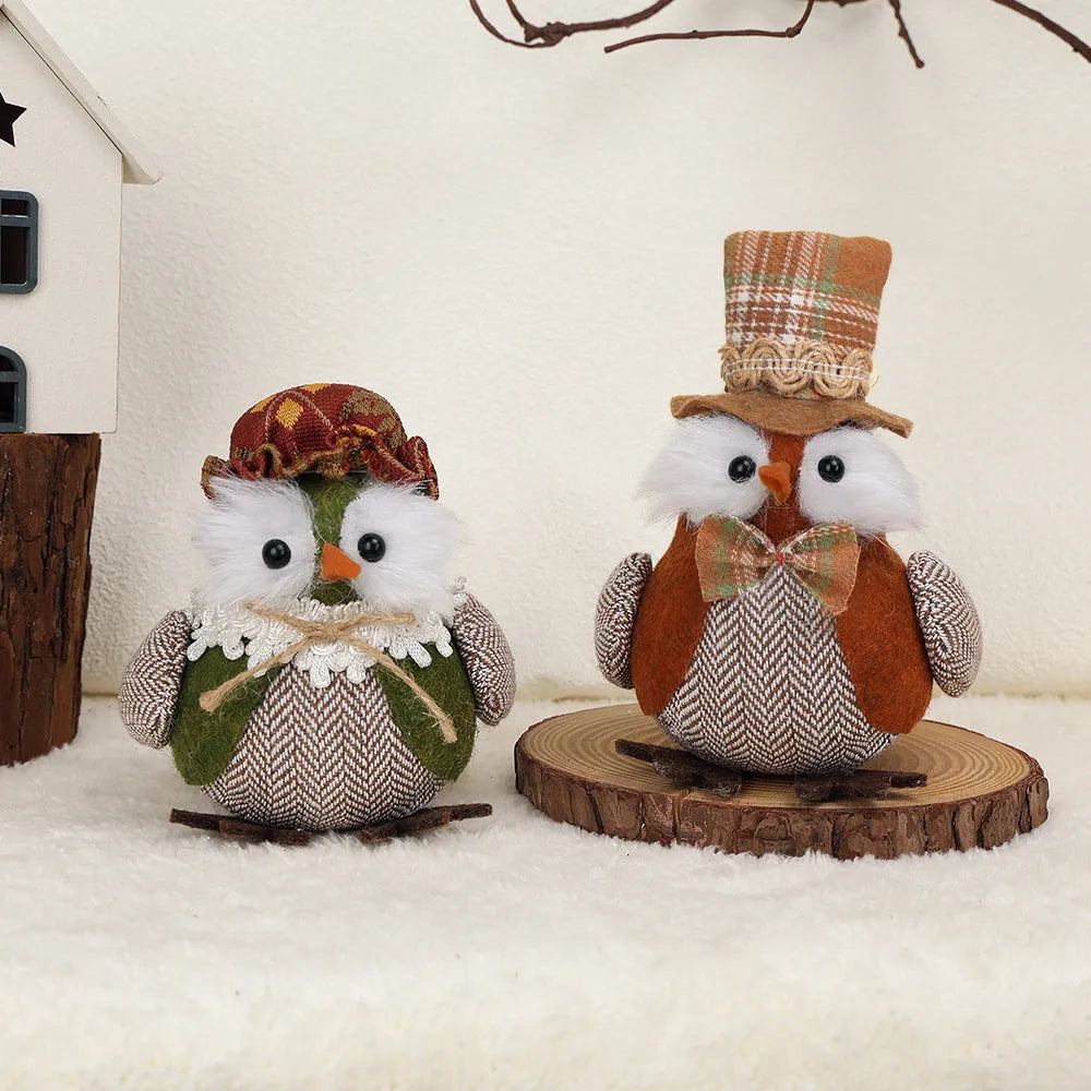Thanksgiving Day owl harvest bird pendant ornament in orange and green polyester cloth