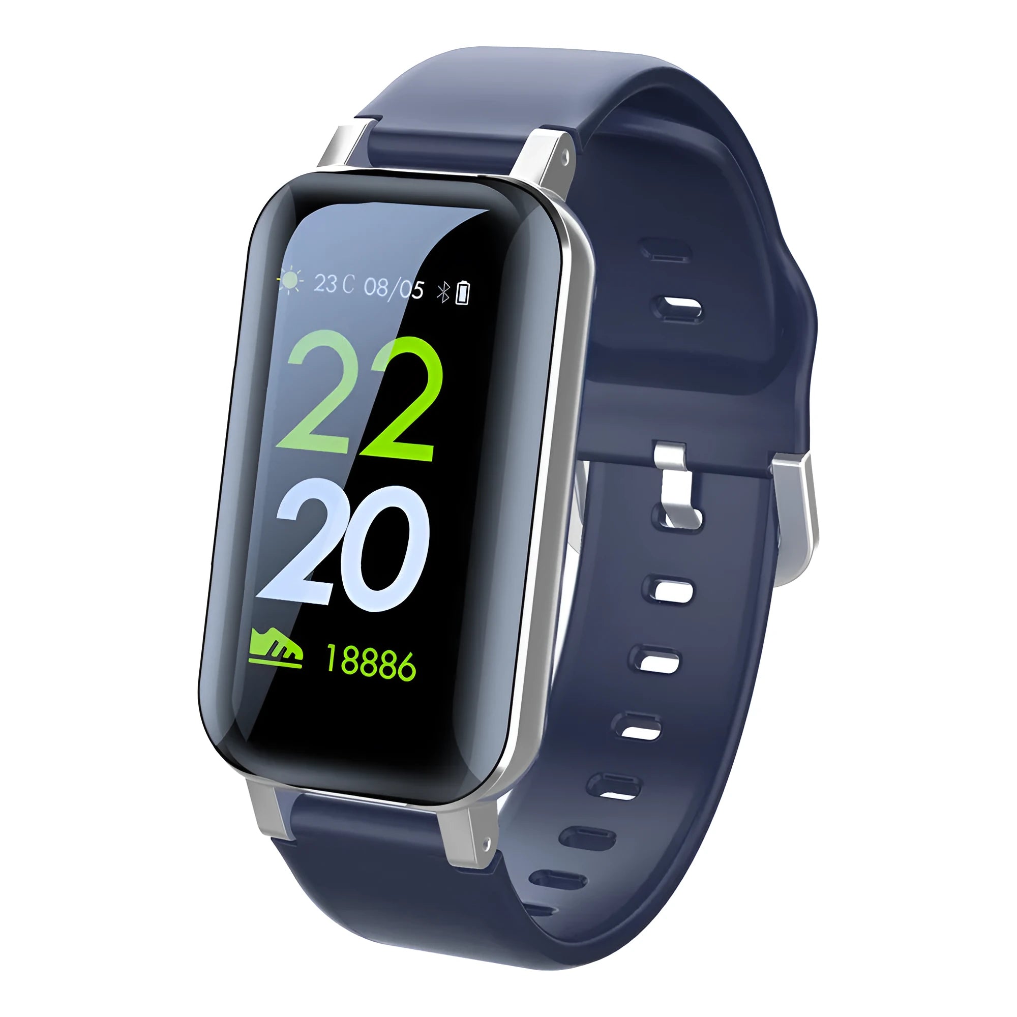 Smart bracelet for phone calls with heart rate monitor in black, blue, and coffee colour options