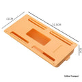 Plastic storage box with adhesive base for mounting under a table