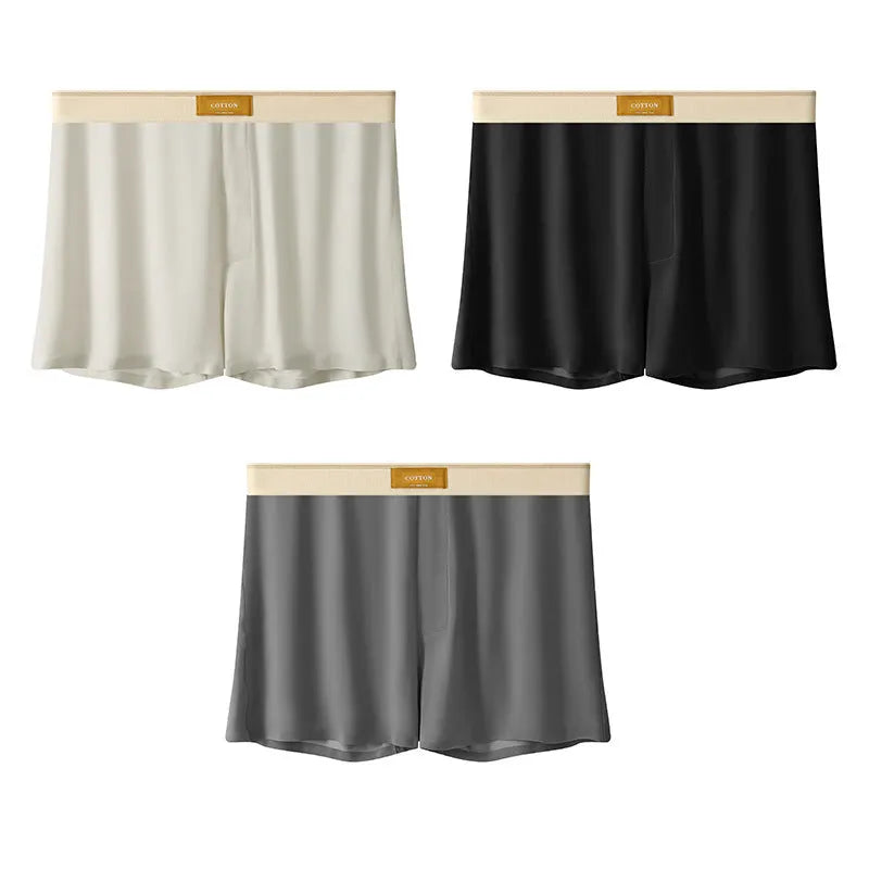 Men's loose-fit ice silk underwear in a solid colour on a mid-waist.
