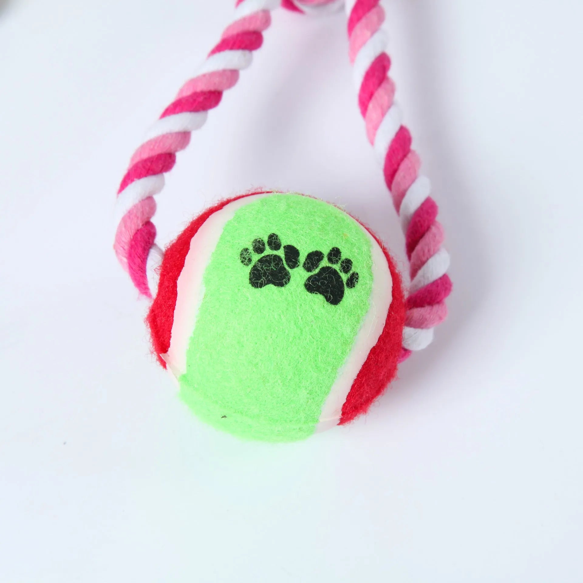 38 cm long cotton thread dog toy in red and white colours with vent relieving design