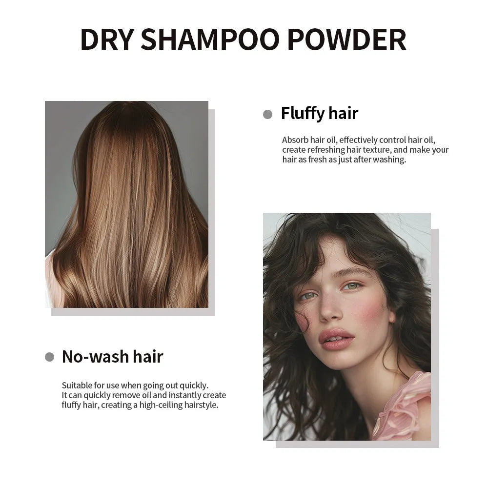 Disposable dry hair powder kit with 5g pod, sponge headband, and mirror for bangs refresh.