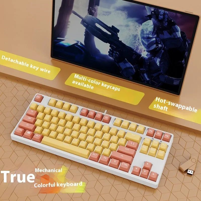 87-key mechanical gaming keyboard with colourful keycaps and metal chassis