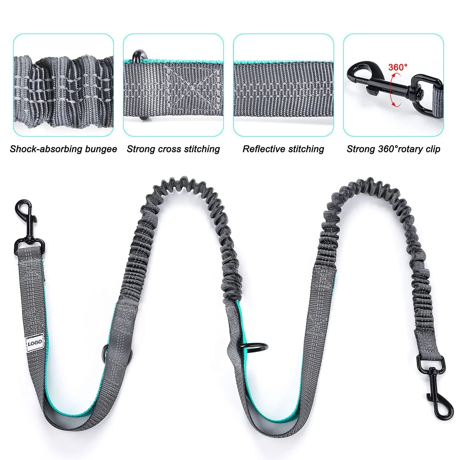 Black nylon dog walking waist bag and leash set for outdoor pet training